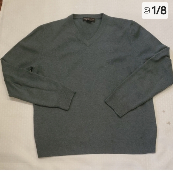 Club Room Men's Blue-Green Grey V-Neck Cashmere Sweater - Picture 9 of 9
